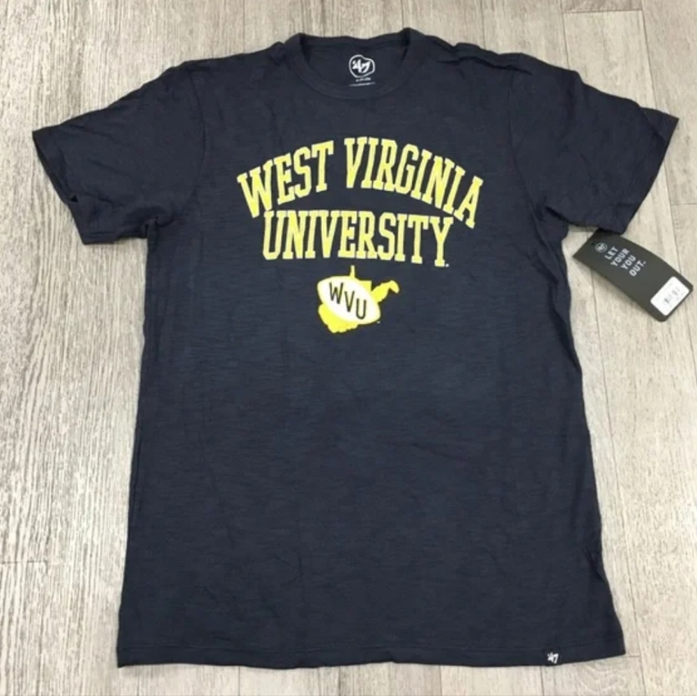 47 Brand West Virginia Mountianeers Navy Short Sleeve T-shirt NWT